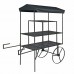 FixtureDisplays® Large 3-Tier Flower Cart, Metal Planter Flower Pot Holder Display Rack Stand, Black Finish 16964